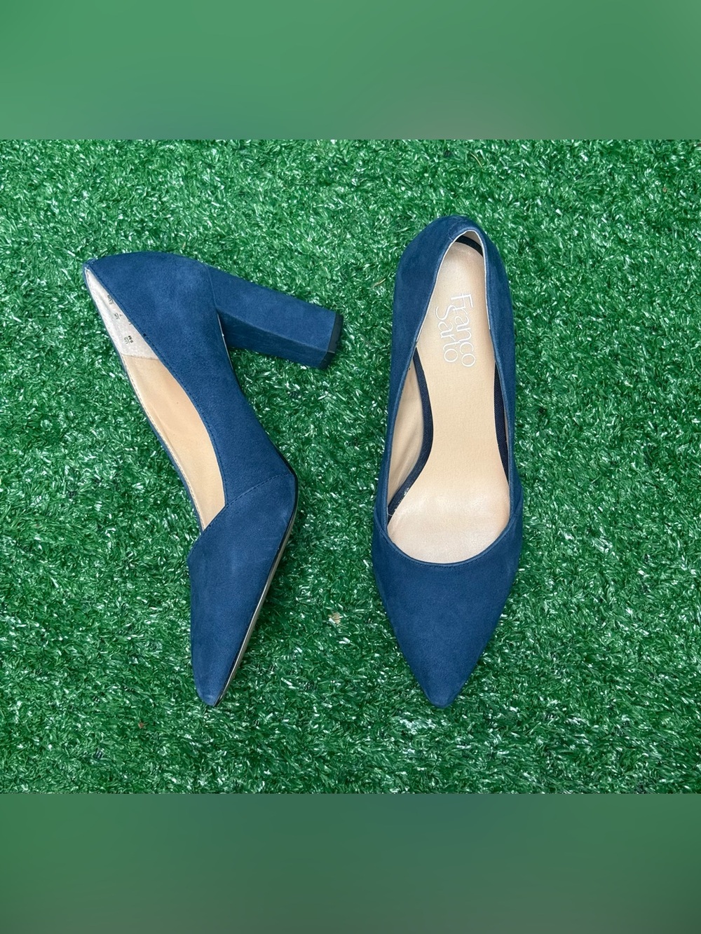 Franco Sarto Abree Block Heel Pointy Toe Pump
Navy Blue Suede Dress Heels Size 9